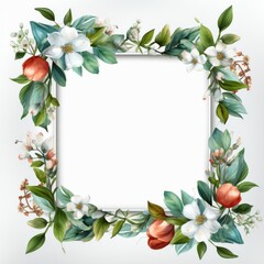 Fototapeta premium Floral wreath with bunny, blooms, and greenery suitable for spring or Easter celebration