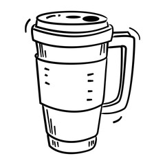 Doodle style icon depicting a travel mug
