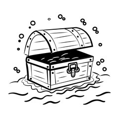 A hand drawn icon of an open treasure chest