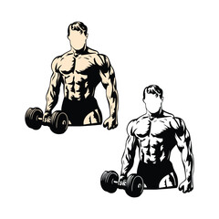 silhouette of gym going man , illustration of bodybuilder man