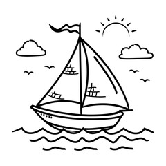 Sailboat icon in doodle style