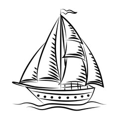 Sailing vessel doodle style icon