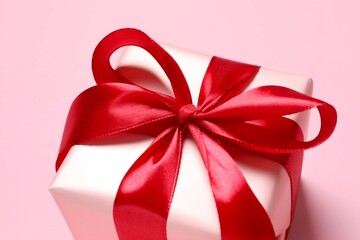 Beautiful gift box on color background