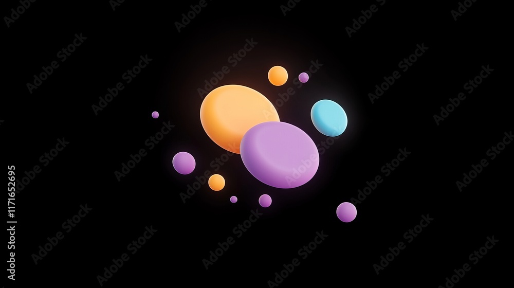 Aufkleber colorful abstract shapes float against a black background, creating a visually striking and modern d