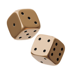 Two 3D dice shown from different angles on a white background. Ideal for casino, games, and luck-related designs.