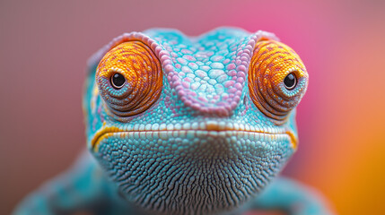 Fototapeta premium Colorful gecko gazing at the camera against a blurred background