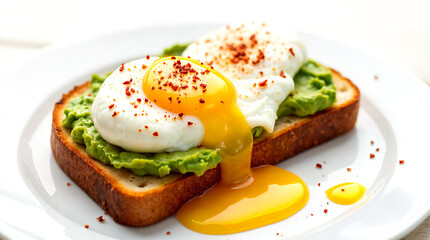 Avocado Toast with Poached Eggs and Yolk