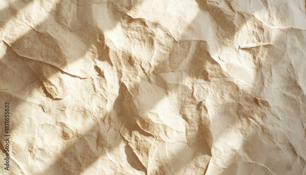 Aufkleber crumpled paper texture creating abstract shadows and light patterns