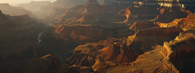 A majestic view of the Grand Canyon at sunrise, Canyon scene, Majestic style