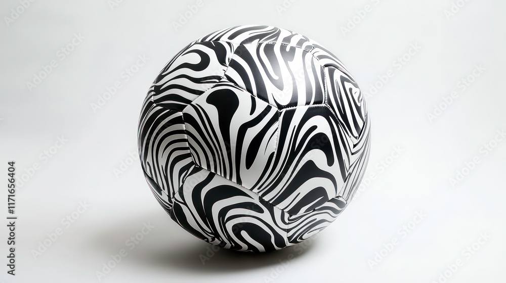 Poster soccer ball artistically presented against a pristine white background capturing its vibrant black a