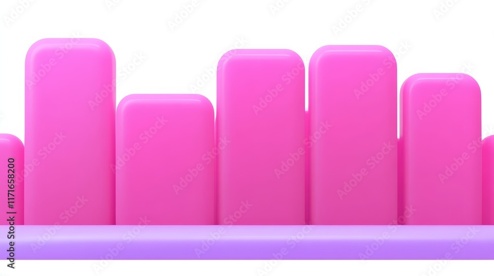 Poster a vibrant pink bar graph against a soft purple background, symbolizing data representation and analy