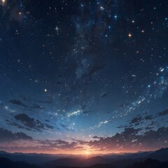 Fototapeta premium Astronaut Contemplating the Dreamlike Sky: A Magical Journey Through Space with a Beautiful Cosmic Background for Inspiration and Exploration