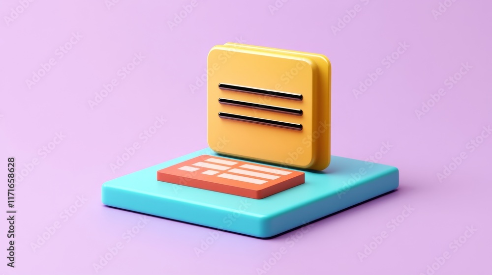 Aufkleber a colorful 3d illustration of a computer interface featuring a keyboard and screen, set against a pa