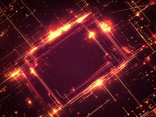 Fototapeta premium Abstract Red And Gold Digital Network Frame