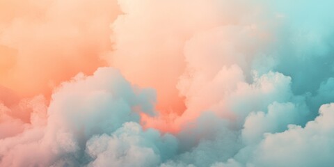 Gradient Blur of Teal to Peach Resembling a Sunrise or Sunset Sky with Soft Color Transitions, ideal for backgrounds, wallpapers, or nature-themed designs