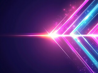 Abstract Neon Lines Glowing Brightly In Purple And Blue