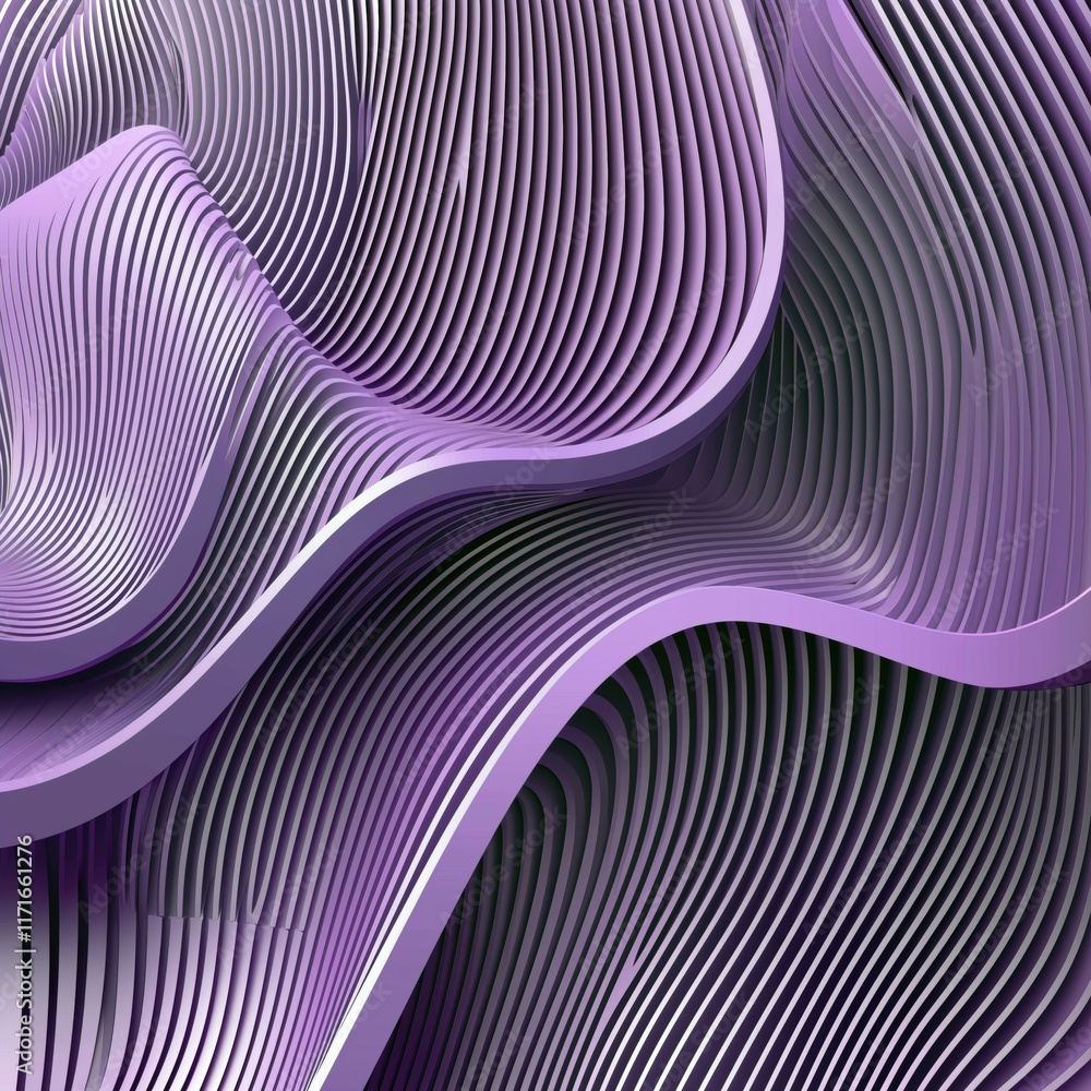 Poster abstract patterns of purple and gray waves, showcasing depth and texture.