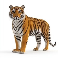 Fototapeta premium 3D Tiger Isolated and White Background