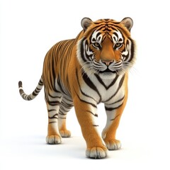 Obraz premium 3D Tiger Isolated and White Background