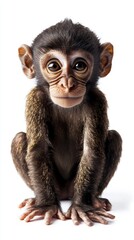 Naklejka premium Isolated Monkey on White Background, suitable for wildlife and conservation projects