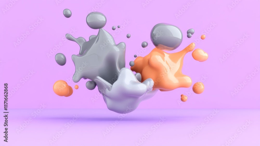 Aufkleber a vibrant splash of gray and orange paint against a soft purple background, creating a dynamic and a