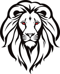 Fototapeta premium Lion head Silhouette vector style, lion head logo design, Lion emblem vector, illustration in black and white color, isolated on white background