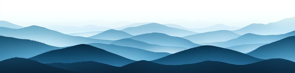 Fototapeta premium A serene landscape of layered blue mountain fading into the horizon.