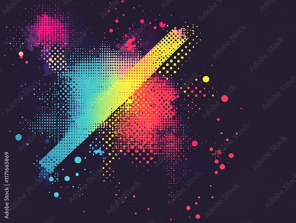 Poster abstract colorful halftone pattern design with diagonal lines