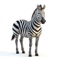 Fototapeta premium 3D Zebra Isolated and White Background