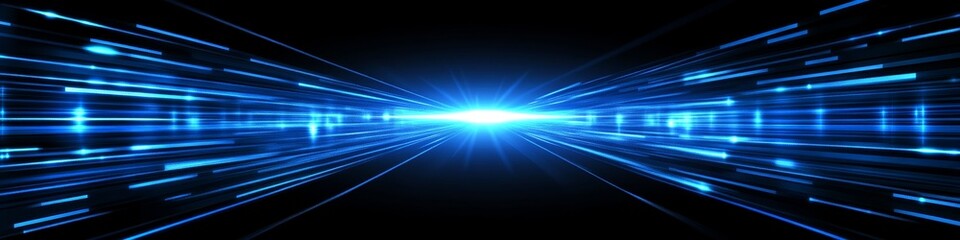 A dynamic blue light burst with streaks, suggesting speed and energy.