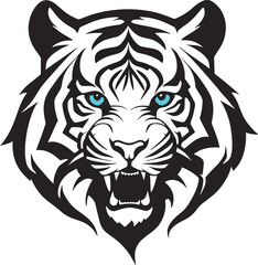 Tiger head Silhouette vector style, lion head logo design, Tiger emblem vector, illustration in black and white color, isolated on white background