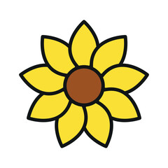 Sunflower flower icon showcases a vibrant and lively look