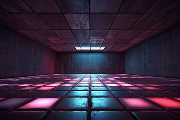 Empty dark room, Modern Futuristic Sci Fi Background. 3D illustration