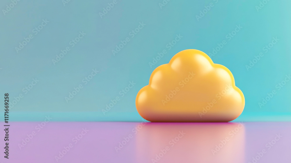 Aufkleber a bright yellow cloud sits against a colorful gradient background, creating a playful and modern vis