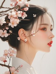 Fototapeta premium AI generates illustrations peach blossom