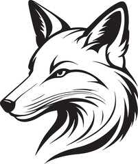 Fox logo template, head profile icon, Animal vector illustration isolated on white. Vector flat animal silhouette. Wild simple logo. Forest animal. Nature symbol Fox silhouette logo isolated on white 