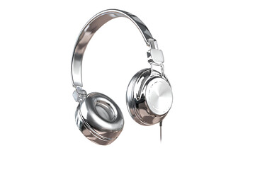Chrome headphones isolated on white background