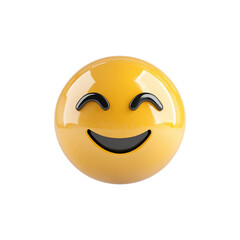 Fototapeta premium 3D smiling emoji in bright yellow with glossy finish, isolated on transparency background, expressing happiness and positivity