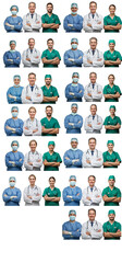 Fototapeta premium Transparency, Team of doctors and surgeons, men and women - Transparência, Equipe de médicos e cirurgiões, homens e mulheres