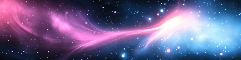 cosmic energy flow, nebula, aurora borealis, swirling colors, deep space, starry background, ethereal light, celestial waves, vibrant purple and blue, galaxy, interstellar, dreamy atmosphere, luminous