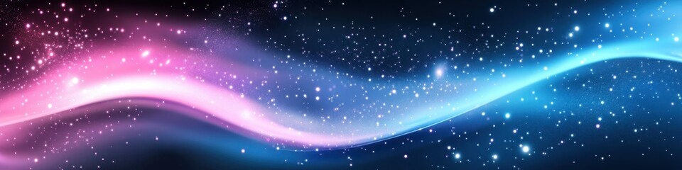 Obraz premium cosmic energy flow, nebula, aurora borealis, swirling colors, deep space, starry background, ethereal light, celestial waves, vibrant purple and blue, galaxy, interstellar, dreamy atmosphere, luminous