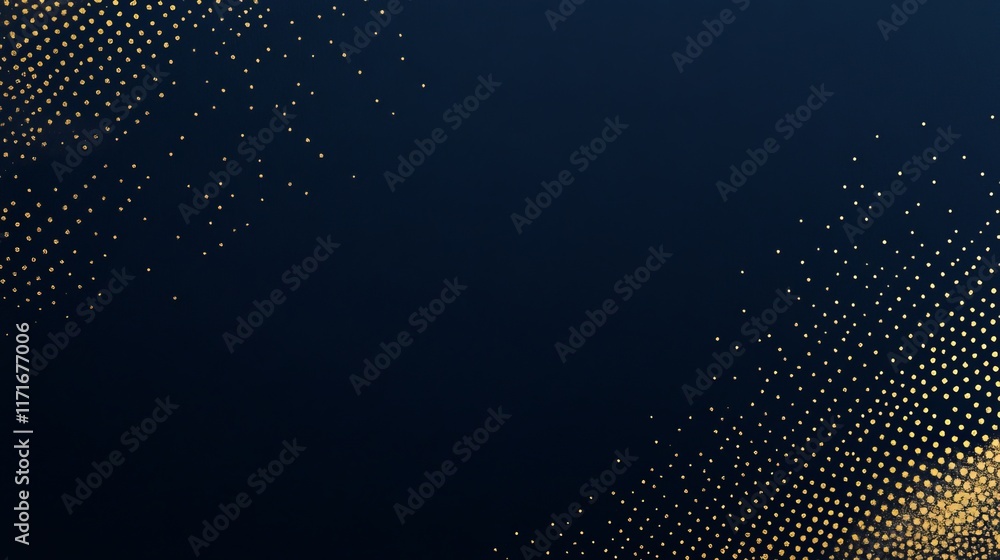 Poster A dark background with a gradient of golden dots creating a modern, elegant design.
