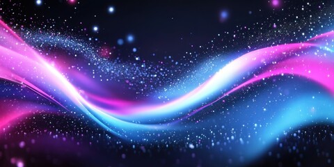 Fototapeta premium Cosmic abstract, vibrant pink and blue nebula, swirling energy waves, starry background, celestial dust, ethereal glow, dynamic movement, deep space, galactic vortex, magical atmosphere, colorful univ