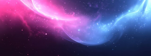 Obraz premium cosmic energy flow, nebula, aurora borealis, swirling colors, deep space, starry background, ethereal light, celestial waves, vibrant purple and blue, galaxy, interstellar, dreamy atmosphere, luminous