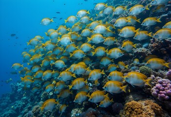 coral reef in the blue sea