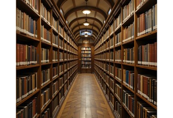 library shelves with books