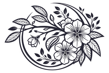 Create a flower  mandala circle vector logo silhouette with a  white background