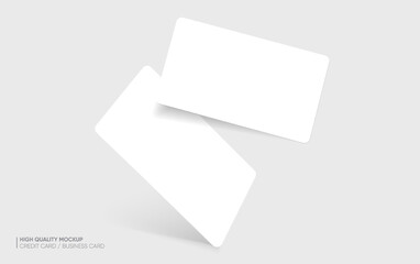 Business card mockup for your design template. Blank empty credit card mockup. Blank white gift card paper placeholder mockup