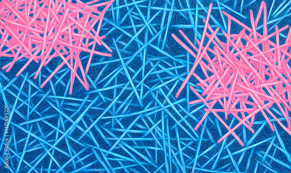 Poster abstract art print featuring vibrant pink and blue intersecting lines creating a dynamic and energet