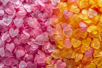 Obraz premium Vibrant heart shapes in pink and yellow